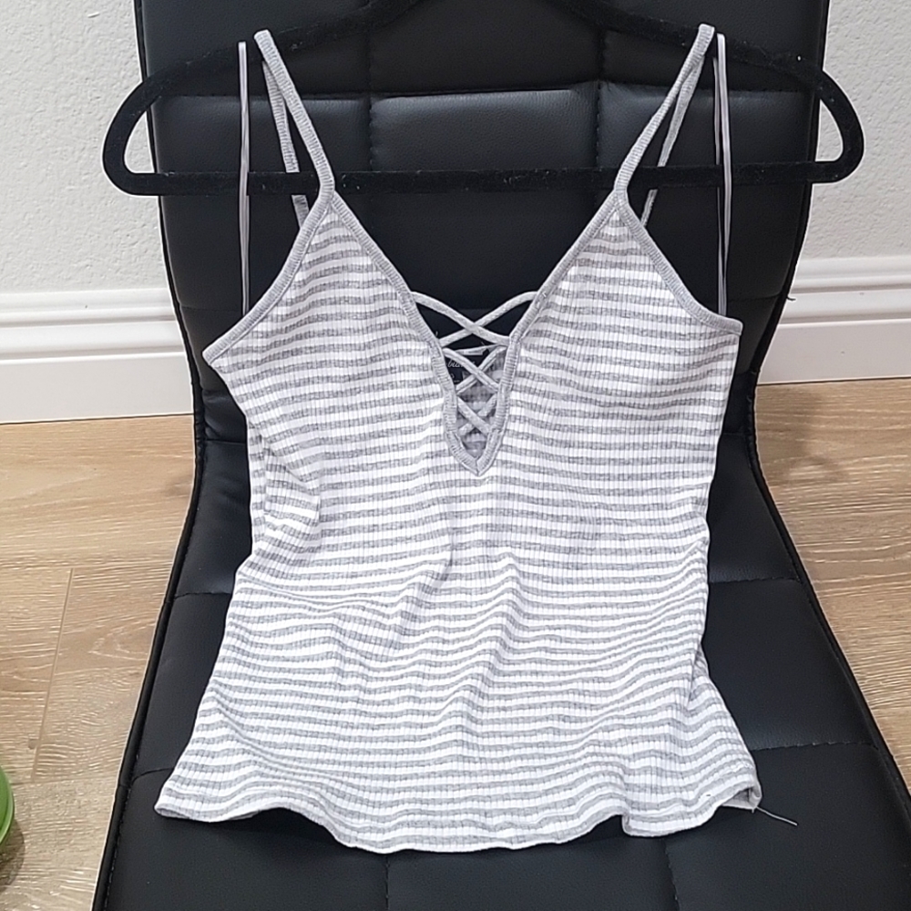Gray and white tank top